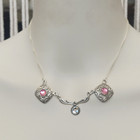 Vintage Silver Necklace Unique Art Deco Pink Artisan 1990s Ooak 925 Bib Gift Box