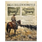 Vintage Black Angus Cattle Rancher Art Print Rodeo Cowboy Western Decor Gift