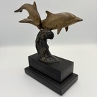 Vintage Gatco Bronze Dolphin Sculpture Marine Beach Figurine 8  Patina Rare