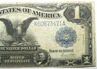  1 1899 Black Eagle 1 Dollar Silver Certificate Blue Seal  large Size  Very Fine