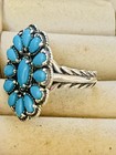 Carolyn Pollack Sterling Silver Sleeping Beauty Turquoise Cluster Ring Sz 8