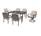 7-piece Outdoor Patio Dining Table Chairs Set Dark Brown Steel Cushions Swivel