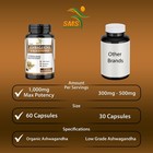 Organic Ashwagandha 1310mg Serving Capsules W black Pepper Root Powder 180 Caps