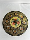 Vtg English Tin With Floral   Geometric Design 6 5  Diameter Made In England