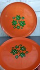Vtg  Orange green Melamine Flower Power Tray Set 2 Japan Retro Mid-century  Mod