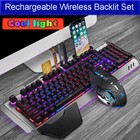Us K680 Rainbow Backlit Gaming Keyboard Mouse Wireless And Free Mouse Pad For Pc