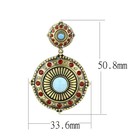 Lo4685 - Antique Copper Brass Earrings With Synthetic Turquoise In Sea Blue