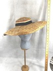 Antique Straw Hat Wide Brim Natural Color 20 5 Inch Inside Edge Original 1940 