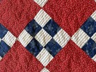 10 Square Hand Pieced Red White Blue Quilt Machine Embroidered 72  X  73 5 
