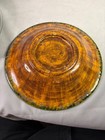 Large Green Drip Glaze Centerpiece Bowl Vintage Art Pottery Footed Mcm