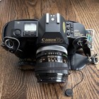 Vintage Photog Lot Canon T70 35mm Slr Film Camera   Lens  Filters  Flash  Case