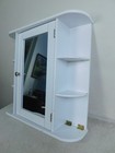 Modern Wall Mount Medicine Cabinet Door Mirror Open Shelves White Deco Style