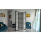Privacy Screen Shoji Style 4 Panel Room Divider With Japanese Style - Black