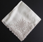 Vintage Swiss Appenzell Cutout Embroidery Sun Flower Wedding Bride Handkerchief