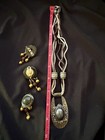 Vintage Bronze Gold Jewelry Set Necklace   Clip-on Earrings  Brooch Fashion