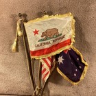 Vintage Annin   Co  Envoy Desk Flags Hood Ornament   California Us Great Britain