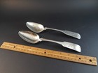 Two Antique American Coin Silver Serving Spoons Henderson Poughkeepsie 92 Grams