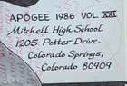 1986 General William Mitchell High School Colorado Springs  apogee  Very Good