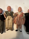 Vintage Celluloid Jointed 3 Boy   3 Girls Figures Dressed Japan Very Old