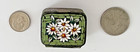Vintage Micro Mosaic Italian Pill Box Daisy Floral Brass 1940s 1 25  X 1  Hinged