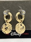 Disney Mickey Mouse Gold Tone Huggie Hoop Earrings On Original Card