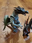 Lot Of 3 Dragon Toys Action Figures Red Gray Models Guc
