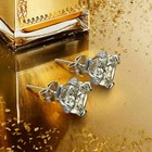 4 10ct Cushion Lab-created Diamond Solitaire Stud Earrings 14k White Gold Finish