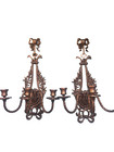 Antique French Louis Xv Style Figural Bronze Candelabra Wall Sconces - A Pair