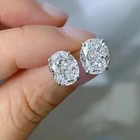 2ct Lab Created Oval Cut Diamond Solitaire Stud Earrings 14k White Gold Plated