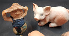 Seven Vintage Pig Figurines  Resin And Ceramic