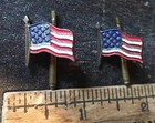 Antique Vtg Cufflinks American Flag Usa Patriotic Metal July Fourth Flag Day 