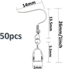 50pcs Earring Hooks With Pinch Bails Clasp For Diy Earring Making  silver 