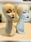 Two Vintage Mid-century Style Lot  1  Swan-neck Painted Female Mannequin Heads 