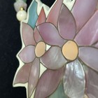 Vtg Lee Sands Necklace Mother Of Pearl  Inlay Flower Quartz Rose Green Beads