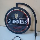 Guinness Beer Lighted Double Sided Round Pub Sign 18    Diameter Bracket Year 2000