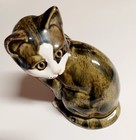 Vintage Sitting Cat Green White W green Eyes 10   Tall