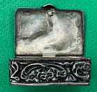 Vintage Sterling Silver Pill Box Grape Vine Relief Ornate Trinket Snuff Box 925