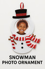      Snowman Photo Frame Ornament    custom Holiday Keepsake For Kids   Family Photo