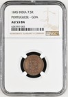 Portuguese India Goa 7 5 Reis 1845 Ngc Graded Au 53 Bn Rare  