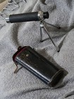 Antique Vintage Monocular Spyglass Chrome   Tripod Stand   Leather Travel Case