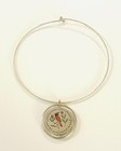 Silver Native American Necklace Turquoise Inlay Hummingbird Cardinal Signed Rare