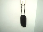 Military Style Dog Tag Black  Aluminum   4 5 in  Black Chain W black Silencer