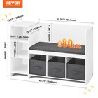 Vevor Kids Reading Nook Bench 6-cubby Storage Bookshelf With Seat Cushion White