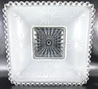 Art Deco Starburst Ceiling Light Shade Square Glass Frosted 11  Beaded Edge Vntg
