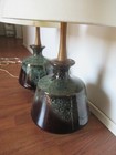 Vintage Ceramic 2 Table Lamps Mid Century Modern Mcm Drip Glaze Pair Of Lamps