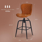 Quilted Bar Stools Set Of 2  Adjustable Bar Height Swivel Bar Stools With Back  