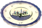 Vintage Judaica Hanukkah Menorah Plate Judaism Jerusalem Israel Jewish Hebrew