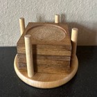 Vintage Wooden Coasters Kamenstein Mid-century Wood   Cork Coasters Set 