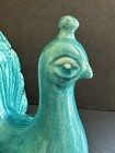 Vtg Majolica Peacock Statue Figurine Pier 1 Turquoise Ceramic Glazed 9    X 11   