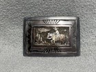 Vtg Sterling Rb Silver Belt Buckle Cowboy Horse Western W Box Native  3    X 2   